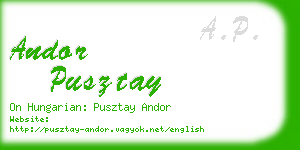 andor pusztay business card